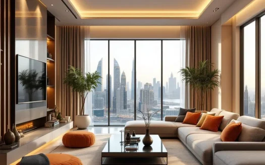 Vue panoramique de la skyline de Dubaï avec de nombreux immeubles