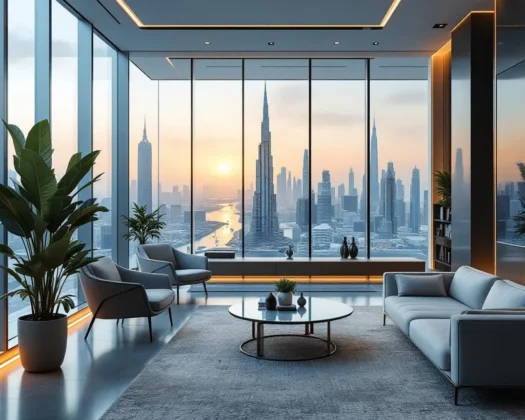 Skyline of Dubai with modern architecture and iconic buildings