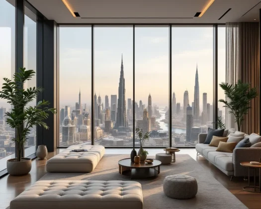 Vue panoramique des résidences de luxe en hauteur à Dubaï