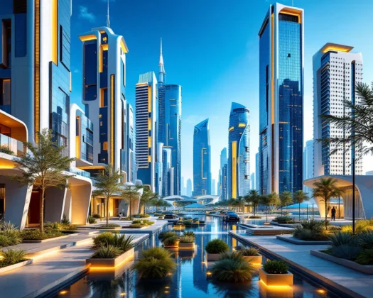 Futuristic architecture of Dubai skyline in 2026