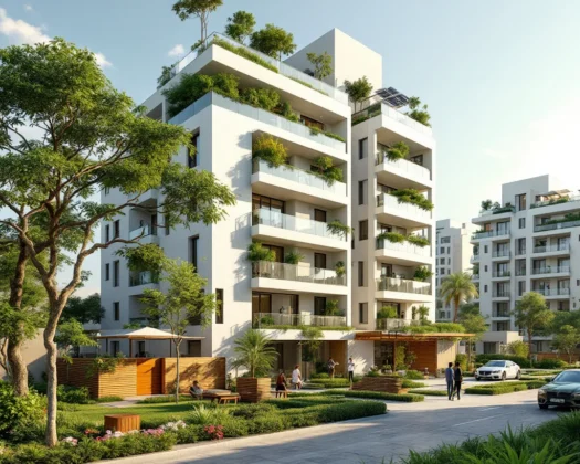 Dubai skyline with eco-friendly apartments